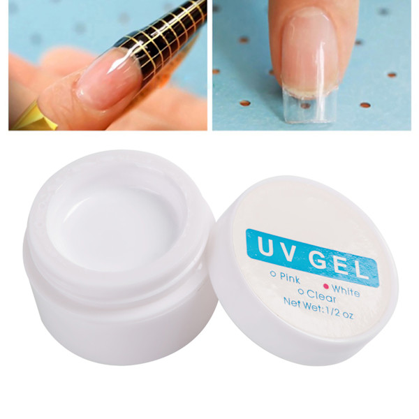 Snabbtorkande kristalllim för nagelförlängning, manikyr, UV-gel, bygglim, vitt
