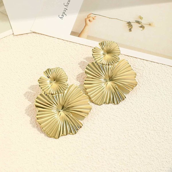Boho Geometriske Statement Blomster Dråbe Hænge Øreringe Vintage Guld Blomsterblad Øreringe