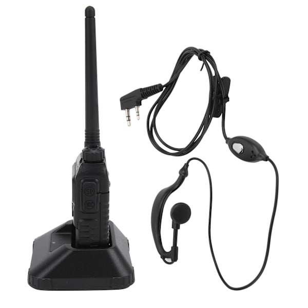 Bärbara Walkie Talkies Set Handheld LCD Display Walky Talky med Hörlurar 100‑240V Svart EU-kontakt 100‑240V
