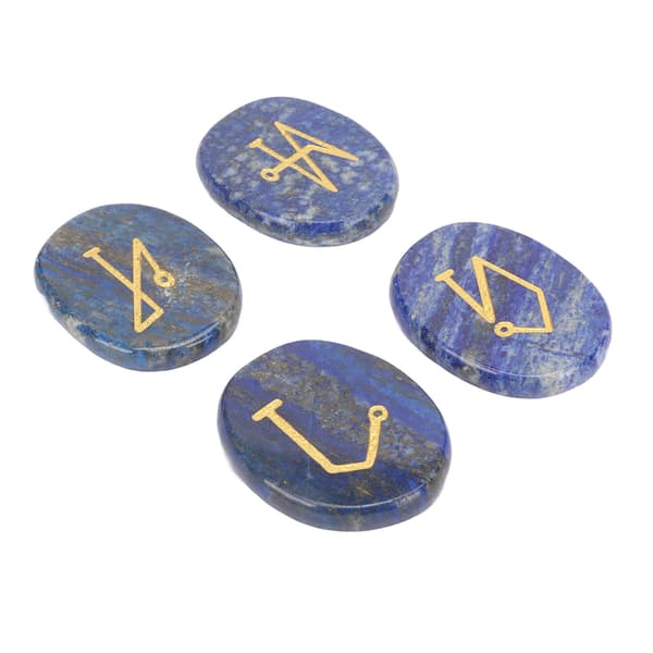 Indgraverede håndsten polerede runde bærbare lommesten til Reiki healing meditation Lapis Lazuli