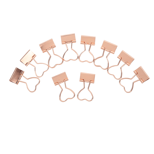 10 stk. Binder Clips Love Form Rose Guld Klemkraft Stramt Mangan Stålplade Materiale Papirclips