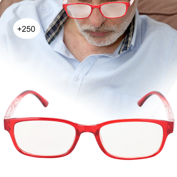 Læsebriller Presbyopiske briller Rødt stel Briller til mænd Kvinder med opbevaringsæsker (+250 rødt stel)