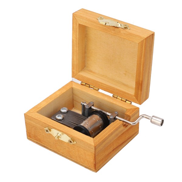 Käsin taivutettu musiikkirasia Mini Kannettava Gemini-kuvio Retro-tyylinen puinen veistetty Käsikampi musiikkilaatikko Syntymäpäivälahja