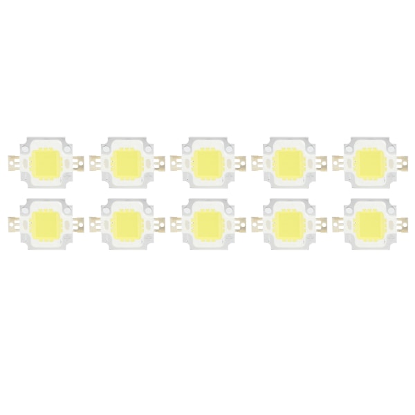 10 STK COB lyskilde 10W /6500K integrert LED-brikke 12V/700mA for DIY-lampetilbehør Rent hvitt lys