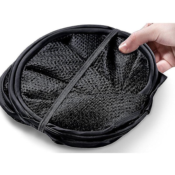 Klesvask Kurv Sett med 2, Sammenleggbare Pop Up Mesh Vaskekurver Vaskepose Sammenleggbar Vaskekurv med Håndtak, Svart