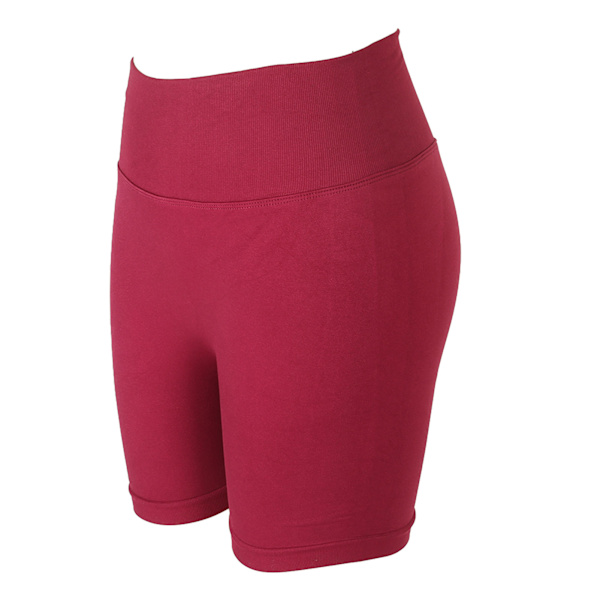 Kvinnor Yoga Shorts Vinröd Hög midja Elastisk Andas Snabbtork Rumplyft Träning Tighta shorts