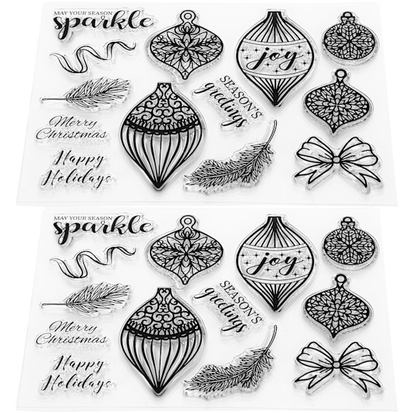 2 Set Transparenta Stämplar Gummi TPR Rektangel DIY Journal Jul Mönster Hantverk Konst