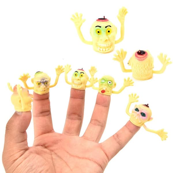 6 st Prank Monsters Mini Fingerdockor Barn Interaktiv Halloween Leksak Kul Lekaktivitet Present till Pojkar Flickor