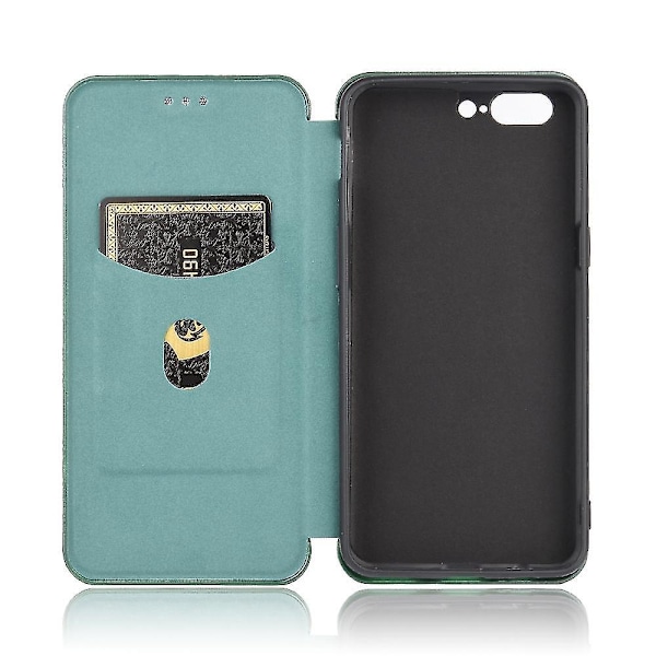 Til Oneplus 5 Carbon Fiber Læder Etui - B6 Grøn