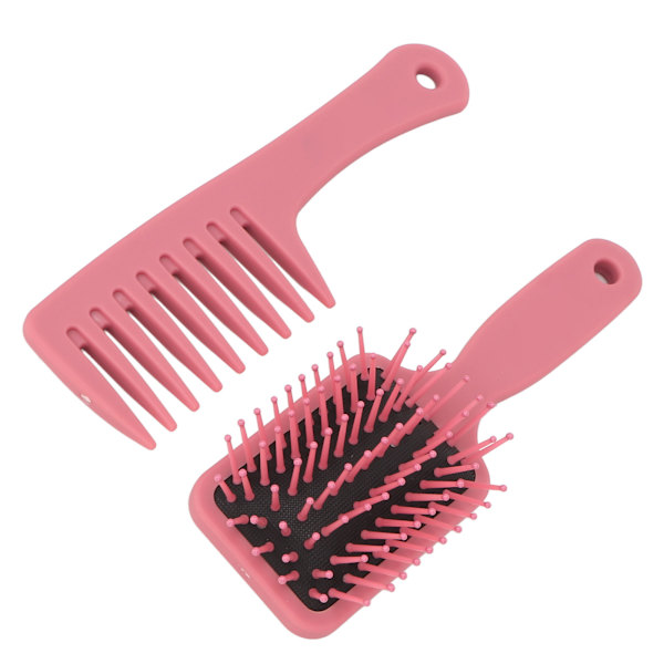 2 st hårkam borste set styling bärbar hårbotten massage torr våt paddel bred tand hårborste kam set rosa