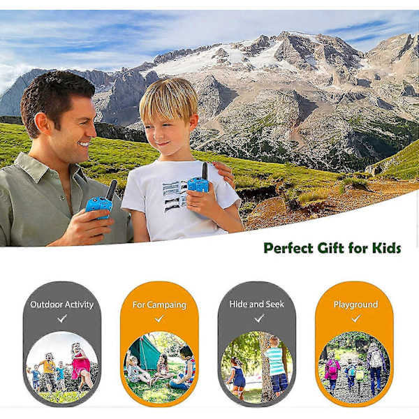 Walkie Talkies 2-pack, Talkies för barn 8 kanaler 2-vägs radioleksak med bakgrundsbelyst LCD-ficklampa, 4,8 km räckvidd för barn utomhusäventyr camping Biki