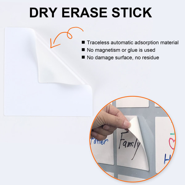 Dry Erase Stick Notes - 12 Pack - Whiteboard-klistermærke til køleskab, spejl og skrivebord - Genanvendelig og vaskbar - Inkluderer tusch - 4x4 tommer