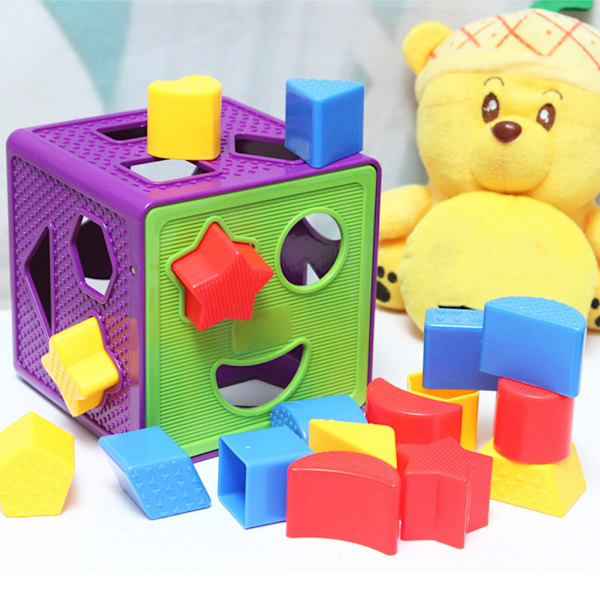 Baby Blokker Form Sorter Leke Farge Gjenkjenning Form Leker med Fargerik Sortering Terning Boks Gave til Gutter og Jenter