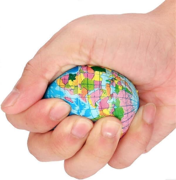 Globe Squeeze Balls, 60mm Sponge Solid Soft Ball Map Ball Foam Vent Ball Earth Stress Relief Foam Balls for School Bag Gift (5 Pcs)