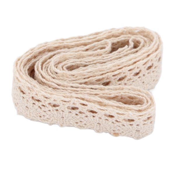 Spetsband DIY Bomulls Nät 1,5 cm Bredd 20 Yards Utsökt Spets Trim för Gardin Kläder Bordsduk Present DekorationBeige
