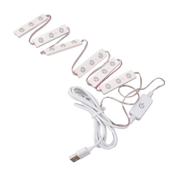 LED sminkespeil lys Justerbar lysstyrke USB plugg inn DIY speilstrip lyspære 6 strenger (18 stk lysbrikker)