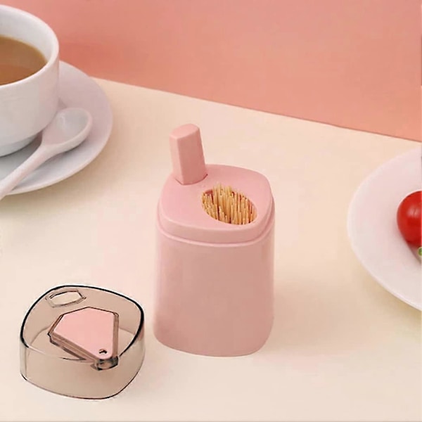 Automatisk Tandpetarhållare Portabel Pop-Up Tandpetardispenser Förvaringslåda Rosa