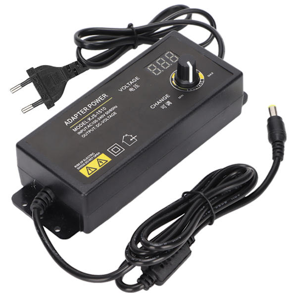 Strømadapter Justerbar spændingshastighedsregulering 3‑24V 4A 90W LED digital skærmadapter 100‑240VEU stik