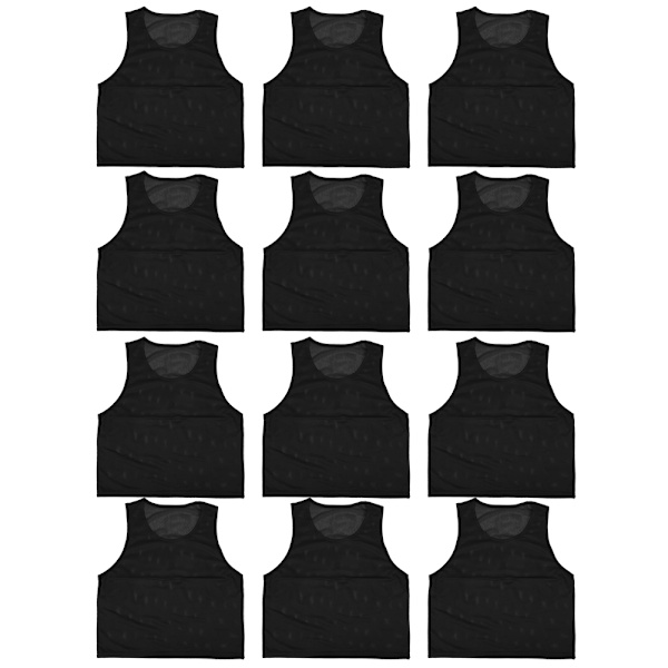 12st Small Mesh Andas Barn Fotboll Träning Träningsväst Svart Barn Gratis Storlek