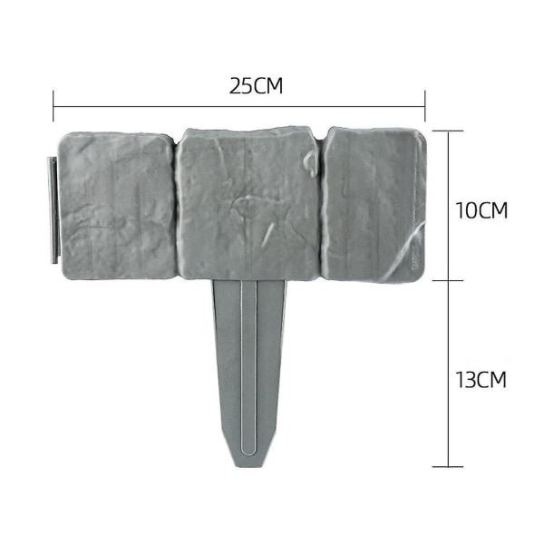 10 stykker hagekant 7,5 m plen gjerde Steineffekt kant Grå Dekorativ landskapskant