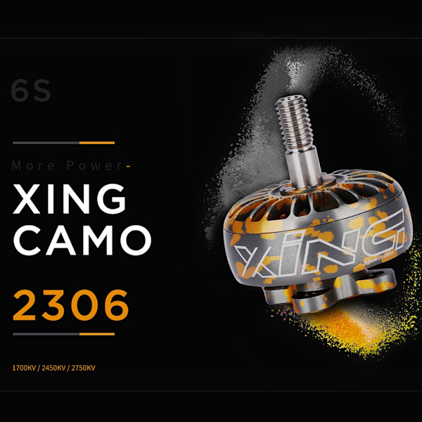 XING CAMO 2306 Børsteløs Motor RC Reservedel til RC FPV Racing Drone Orange Gul 1700KV