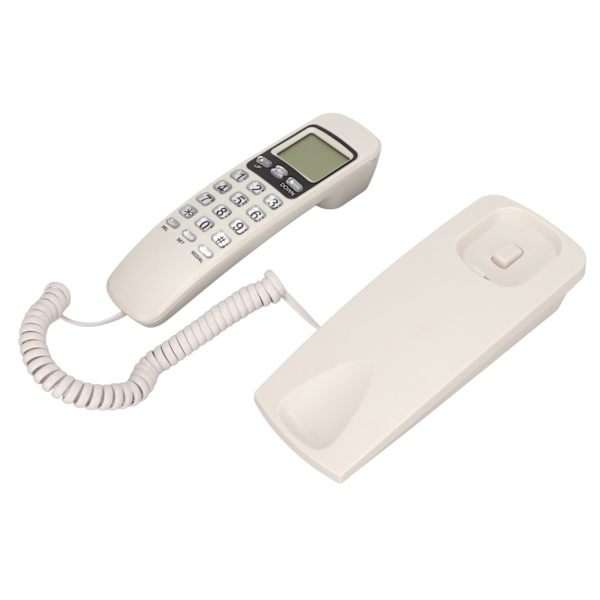 Kablet vægtelefon multifunktionel kalender LCD-display opkalds-id fastnettelefon med knapper til hjemmekontor hvid