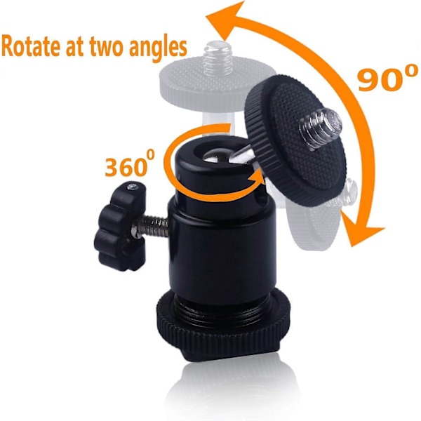 2 kpl Kamera Mini Pallopää, 1/4' salamakenkä Jalustan Kiinnitysadapteri 360 astetta pyörivällä