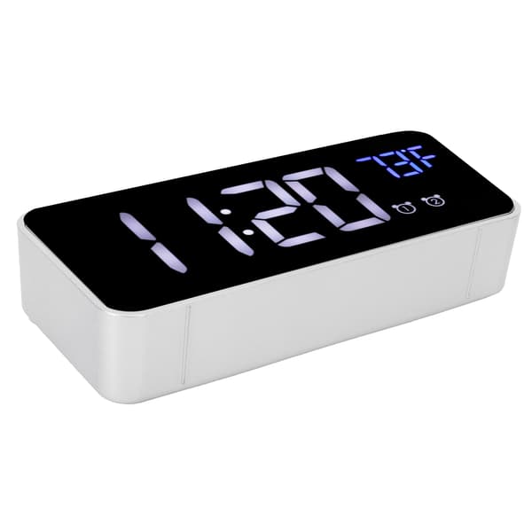 LED Digital Väckarklocka Termometer med Snooze USB-laddning Sovrum Kontorsdekoration Silver