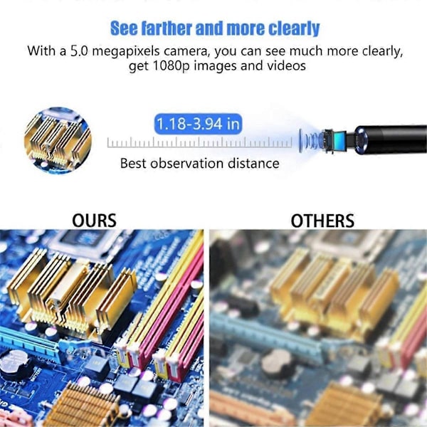 Puhelimen universaali 5 megapikselin HD langaton endoskooppikamera 5,5 mm:n linssillä