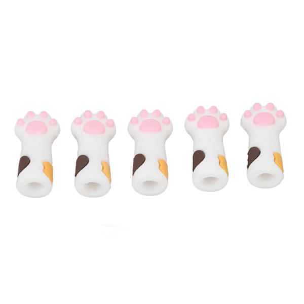 5 stk. Cuticle Saks Cover Protector Cat Pote Form Silikone Cuticle Trimmer Beskyttende ærme til negle og tånegle Hvid