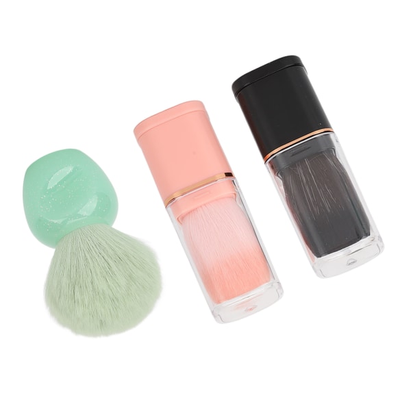 3 stk løs pulver rødmebørste Bærbar mykt hår uttrekkbart makeup børstesett Kosmetisk verktøy for kvinner