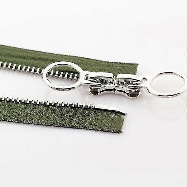 5# 70/90cm Metallynlås Dobbelt Skyder Rund Ring Lynlås Til DIY Syning Tøj sort black 90cm