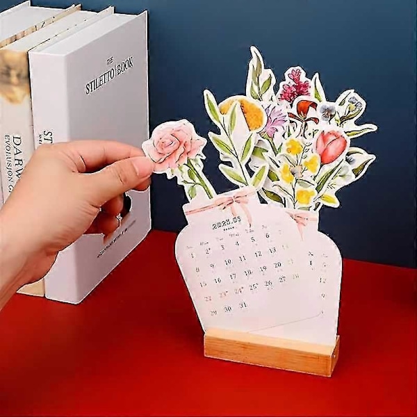 2024 Bloomy Flowers Pöytäkalenteri, Luova Kukka-aiheinen Pöytäkalenteri, 2024 Kukka-teemainen Kalenteri, Joululahjat Uudenvuodenlahjat A 2kpl