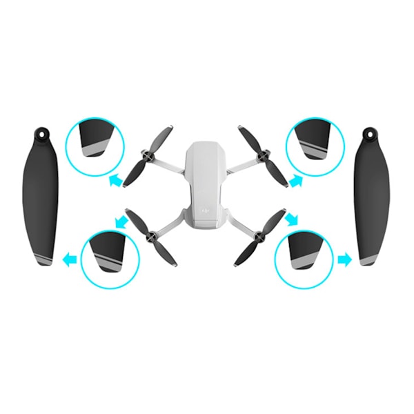 2 par RC Drone 4726F Propeller Udskiftning Støjreduktion Passer til DJI Mavic Mini (Hvid Sort )