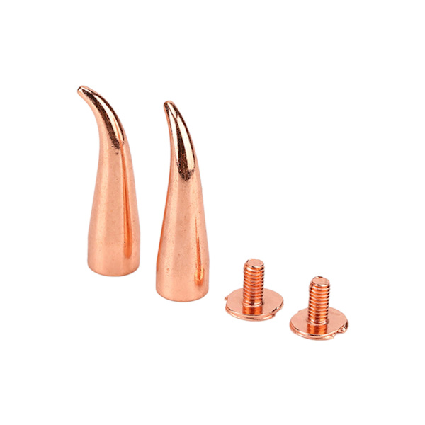 100 set spikar och nitar roséguld stark mässing exakt gänga punk stil metallplätering kon spikar för DIY kläder 7x26mm