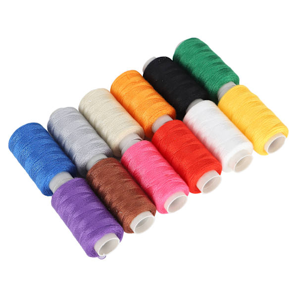 12 st sytråd set färgglada polyester broderiverktyg handgjorda DIY sticktillbehör