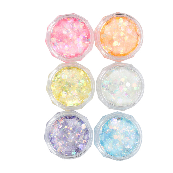 6 färger självlysande nail art paljetter DIY skinande nail art dekoration paljetter manikyrverktyg