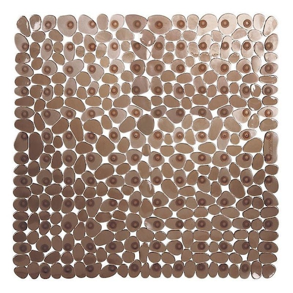2 st Extra Lång Halkfri Säkerhetsbadkarsmatta för Badrum med Sugkoppar, Grå&Brun, 54*54cm