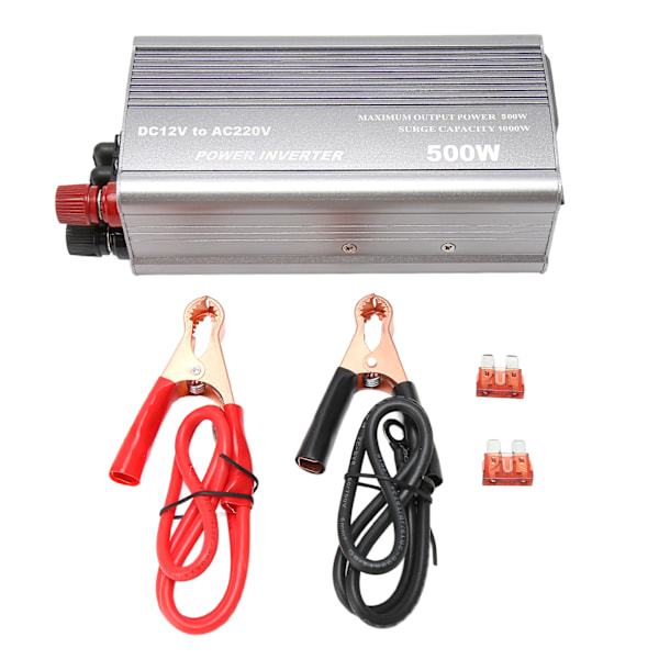 500W Car Inverter 12V to 220V Overheating Protection Vehicle Power Converter for Travel Vacation Remote Workplaces