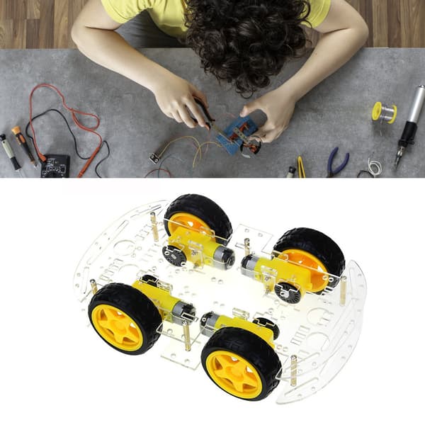 Smart Robot Bilsett Akryl Dobbel 4WD DIY Smart Robot Bil Chassis Sett for Håndverk