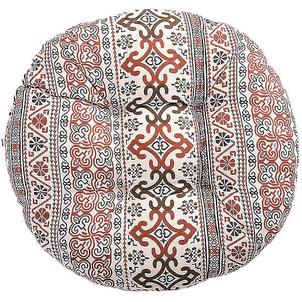 Round Flower Pattern Chair Cushion, Animal Print Seat Cushion for Outdoor Garden Balcony, 40cm, Cotton Linen Xiangyun