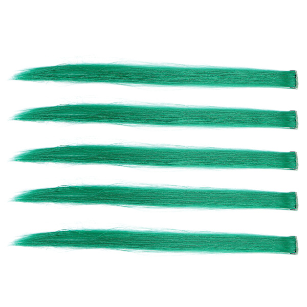 5 stk rett hårstykke klips lys farge 21,65 tommer hårforlengelse hårpynt for Cosplay PartyGreen