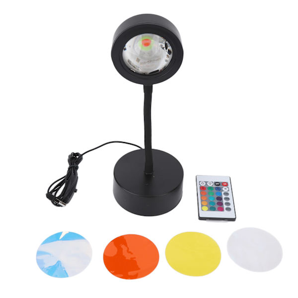 Solnedgangsprojektionslampe 64 farver 360 graders slange USB-stik Fjernbetjening Sollyslampe til rumindretning