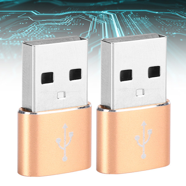 2 kpl alumiiniseos TypeC - USB -sovitinta latauksen synkronointiin ja tiedonsiirtoon (kulta)