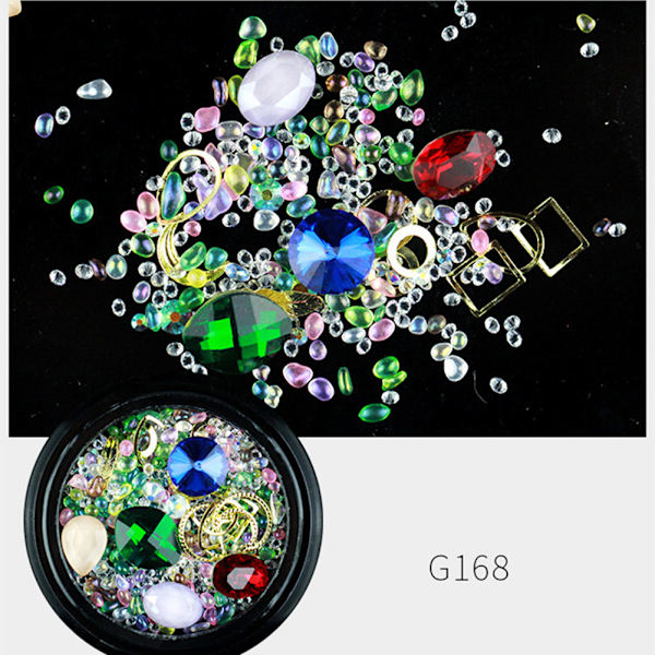 Neglekunst Rhinestone Uregelmæssig AB Bor Hul Nitte Perler Mærkat DIY Manicure Værktøj G168
