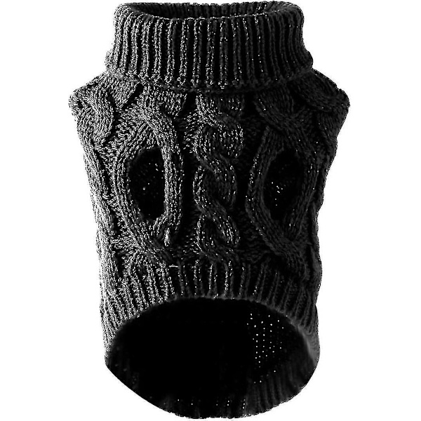 Strikkede uldhund sweater vest til små, mellemstore og store hunde M sort