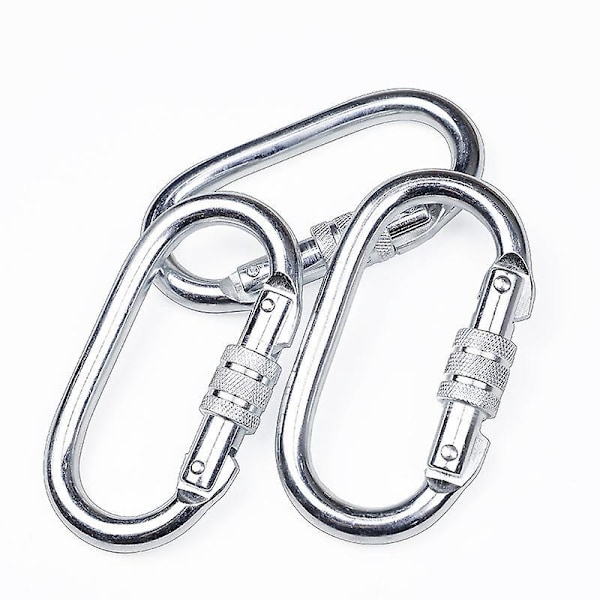 Klätterkarbin med skruvspärr - Tungt, mångsidig krok (O-form, 2-pack)