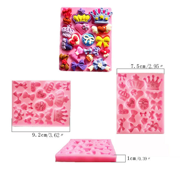 Krone Sløjfe Sæbeform Fondant Kagepynt Form Silikone DIY Bageværktøj