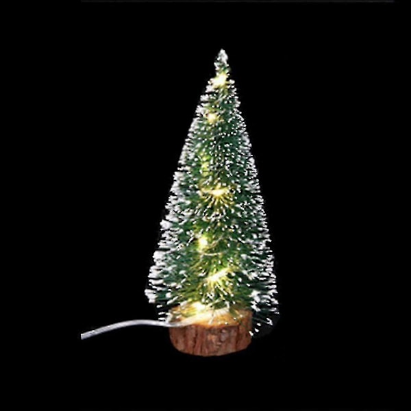 Mini Bord Luminous Kunstigt Juletræ Med LED Lamper Håndværksindretning Til Nytår Jul Bryllupsgave Til Barn Varmt Lys 25cm
