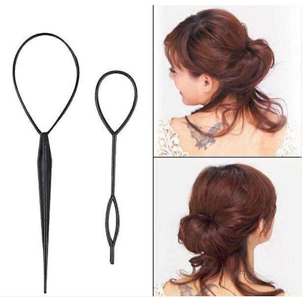 Hair Tail Tools - Svart Fransk Fletteverktøy Loop for Hårstyling - 2 stk